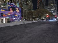 Nighttime in Manhattan: Street Lights Illuminate the Cityscape