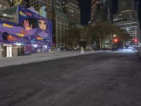 Nighttime in Manhattan: Street Lights Illuminate the Cityscape