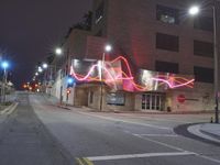 Nighttime Pink Neon Lit Hotel in Los Angeles 001