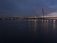 Nighttime Cityscape: Reflections of the Sea and Ocean