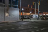 Nighttime Urban Streets of Detroit, USA