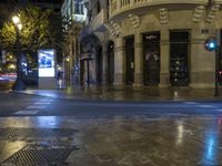 Nighttime Valencia Spain Street Reflection 001