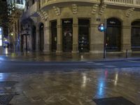 Nighttime Valencia Spain Street Reflection