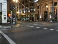 Nighttime View of Los Angeles Cityscape with Classic Architecture Buildings