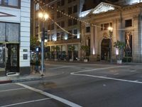 Nighttime View of Los Angeles Cityscape with Classic Architecture Buildings