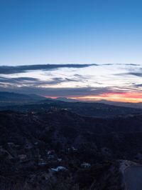 Nighttime View of Los Angeles Skyline from Mulholland Road