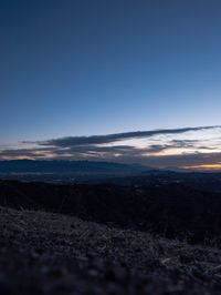 Nighttime View of Los Angeles Skyline from Mulholland Road