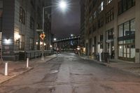 Nighttime View of Manhattan Bridge in New York, USA