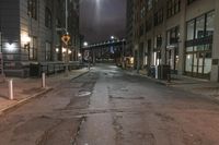 Nighttime View of Manhattan Bridge in New York, USA