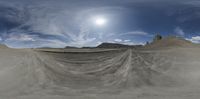 the 360 - view image is displayed in the sand, and it's an odd looking thing to have happened