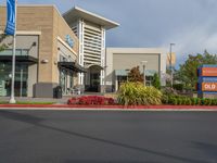 Office Buildings in Suburban Neighborhood with Shops and Restaurants