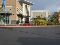 Office Buildings in Suburban Neighborhood with Shops and Restaurants