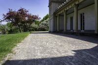 there is an old stone building in this photo to say goodbye to those who have passed