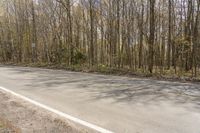 the asphalt road has been paved with trees and grass along both sides of it on either side