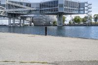 the bridge that crosses over the water from an adjacent building is in use for the city's new headquarters