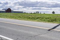 Road in Ontario countryside with trees and blue sky