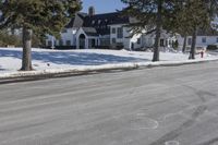 Snow Covered House in a Residential Area in Ontario