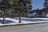 Snow Covered House in a Residential Area in Ontario