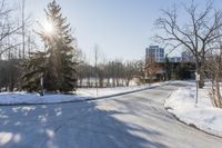 Ontario Residential Area: Snow Covered Road