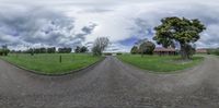 two identical pictures one has an open street and the other has a field in front