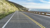 the highway is running parallel to the ocean as it passes over a cliffside near a shoreline