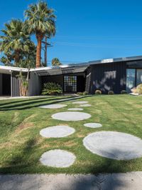 Palm Springs Aerial View: Modern Villa in Suburban Oasis