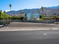 modern house in the mountains near palm springs, california usa, viewed from the road