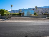 modern house in the mountains near palm springs, california usa, viewed from the road