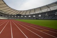 Panoramic View of Modern Architecture and Soccer Field in Shanghai, China