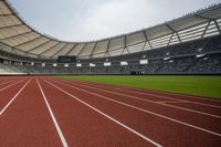 Panoramic View of Modern Architecture and Soccer Field in Shanghai, China