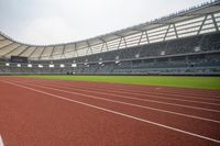 Panoramic View of Modern Architecture and Soccer Field in Shanghai, China