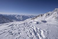 Panoramic view of snowy mountain landscape in the French Alps
