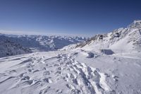 Panoramic view of snowy mountain landscape in the French Alps