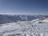 Panoramic view of snowy mountain landscape in the French Alps