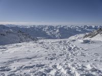 Panoramic view of snowy mountain landscape in the French Alps