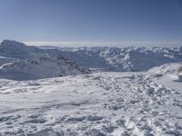 Panoramic view of snowy mountain landscape in the French Alps