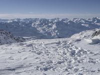 Panoramic view of snowy mountain landscape in the French Alps