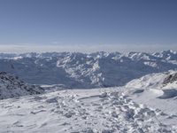 Panoramic view of snowy mountain landscape in the French Alps