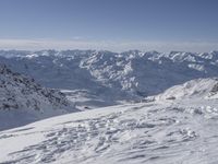 Panoramic view of snowy mountain landscape in the French Alps