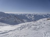 Panoramic view of snowy mountain landscape in the French Alps