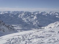 Panoramic view of snowy mountain landscape in the French Alps