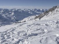 Panoramic view of snowy mountain landscape in the French Alps