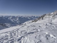 Panoramic view of snowy mountain landscape in the French Alps