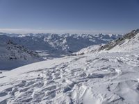 Panoramic view of snowy mountain landscape in the French Alps