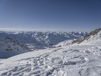 Panoramic view of snowy mountain landscape in the French Alps