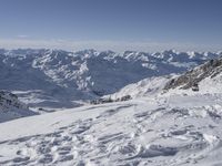 Panoramic view of snowy mountain landscape in the French Alps