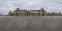 many images show a square with buildings in the background and clouds above them in time lapse