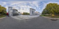 a 3d rendering image of a semi truck on the road in front of the buildings