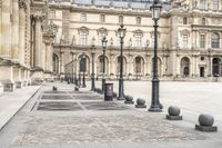 Paris Town Square on a Gloomy Grey Sky Day