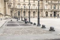 Paris Town Square on a Gloomy Grey Sky Day